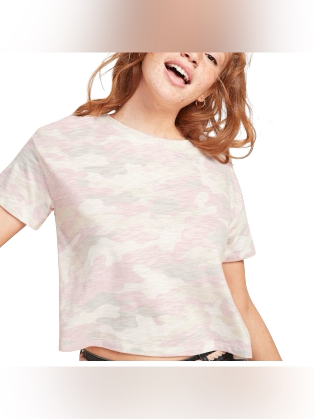 NWT OLD NAVY PINK CAMOUFLAGE CROPPED TEE SIZE S